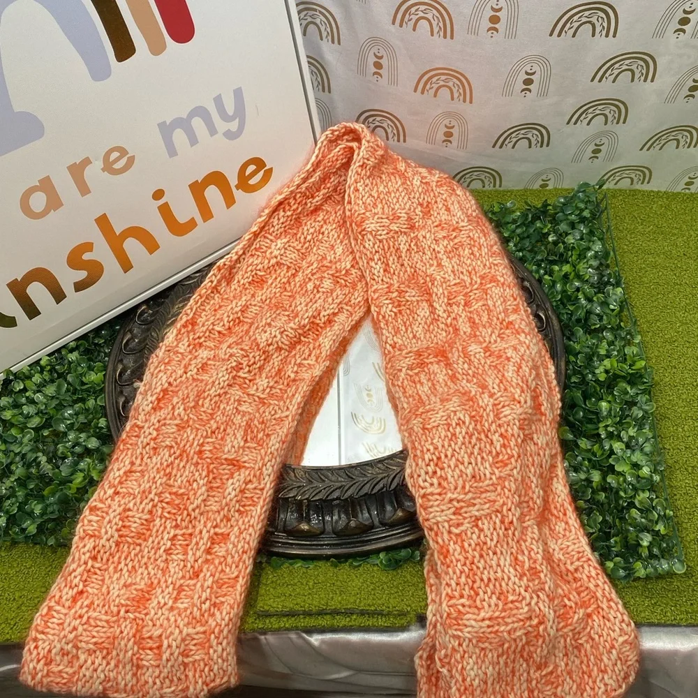 Chic Orange and White Infinity Knit Scarf